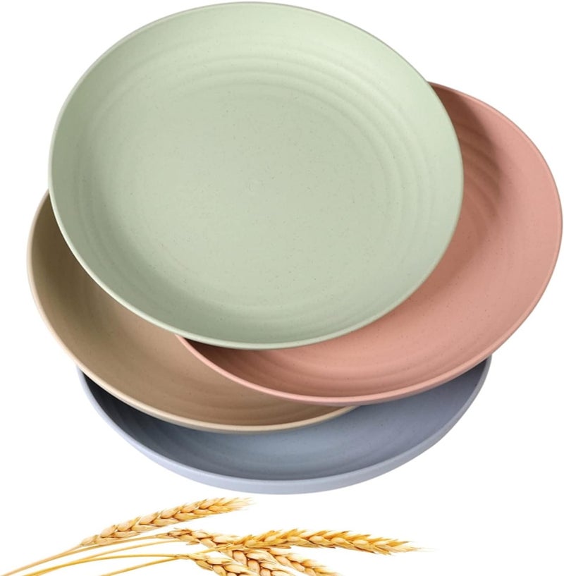CAMBUY Wheat Straw Plates 4 Pack 10 Inch Extra Large Plate Set | Unbreakable Lightweight Reusable Dishwasher & Microwave Safe Daily Use Dinner Dishes for Kitchen Outdoor Camping - Image 1
