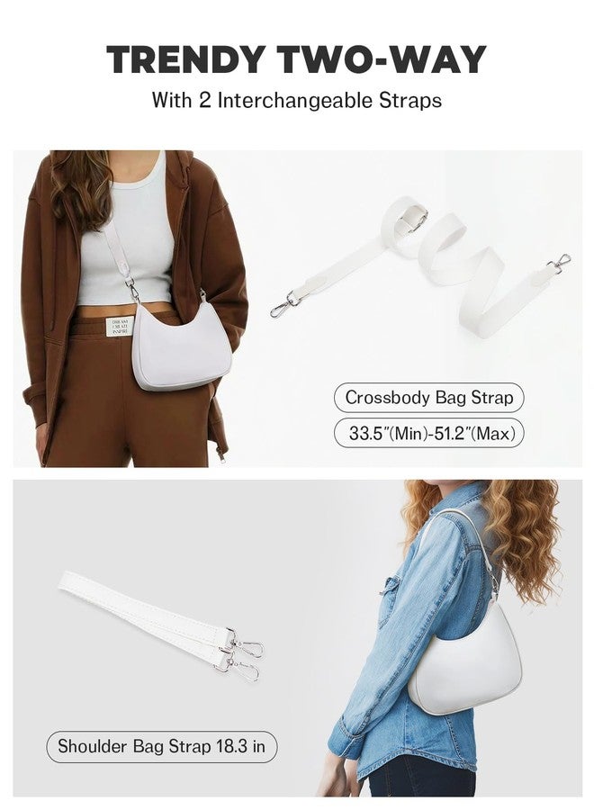 CHOLISS Small Crescent Shoulder Bag for Women - 2-in-1 Nylon Crossbody Bag, Trendy Everyday Bag with Adjustable Straps, White - Image 3