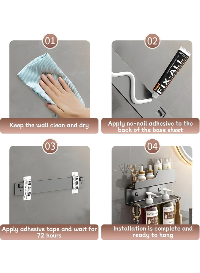 SYOSI Adhesive Shower Caddy Organizer, No-Drill Waterproof Bathroom Storage Shelf with Strong Suction, Space-Saving Shelf for Shower, Kitchen, Toilet, and Bathroom Essentials (White, Standard Size) - Image 2