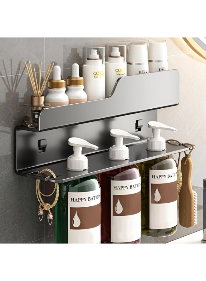 SYOSI Adhesive Shower Caddy Organizer, No-Drill Waterproof Bathroom Storage Shelf with Strong Suction, Space-Saving Shelf for Shower, Kitchen, Toilet, and Bathroom Essentials (White, Standard Size) - Image 1