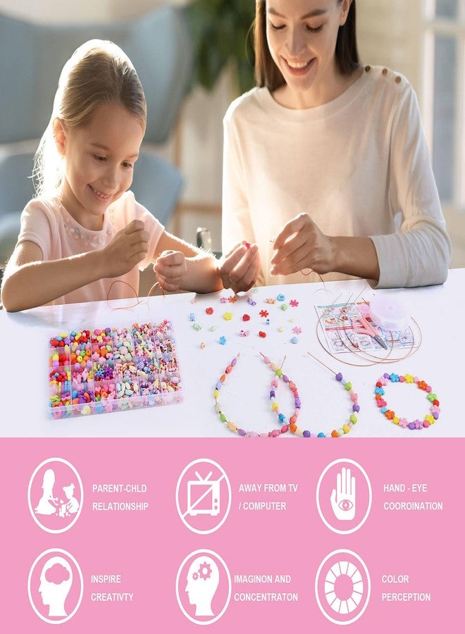 Satmarhz Jewellery Making Kit for Girls, Colorful Bracelet Making Set for Kids DIY Craft Necklace Making, Activity Toys for Girls Age 6-12 Years Old - Image 3