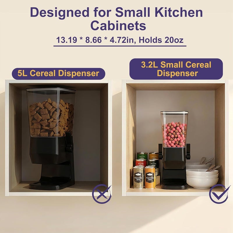 FHJP Cereal Dispenser Countertop 1 Pack, Dry Food Dispenser Snack Organizer, Slim Cereal Containers Storage Dispenser with Lids for Pantry, Kitchen Organization Oatmeal Nut Granola Candy, Black - Image 4