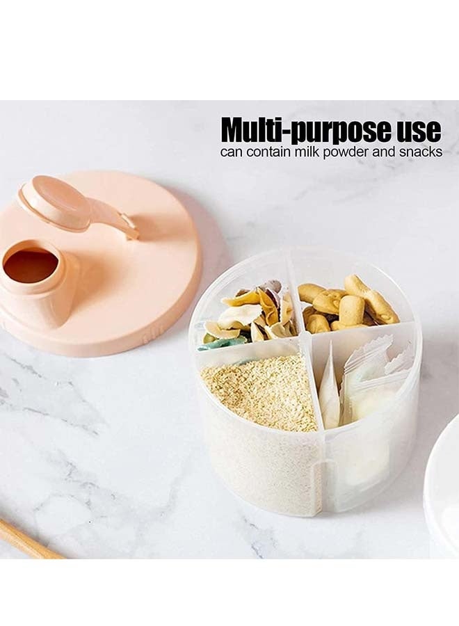 2PCS Baby Formula Dispenser - Portable Milk Powder Box, 200ML Large-capacity Milk Powder Storage Box Powder Dispenser Food Storage4compartment Container (Pink) - Image 3