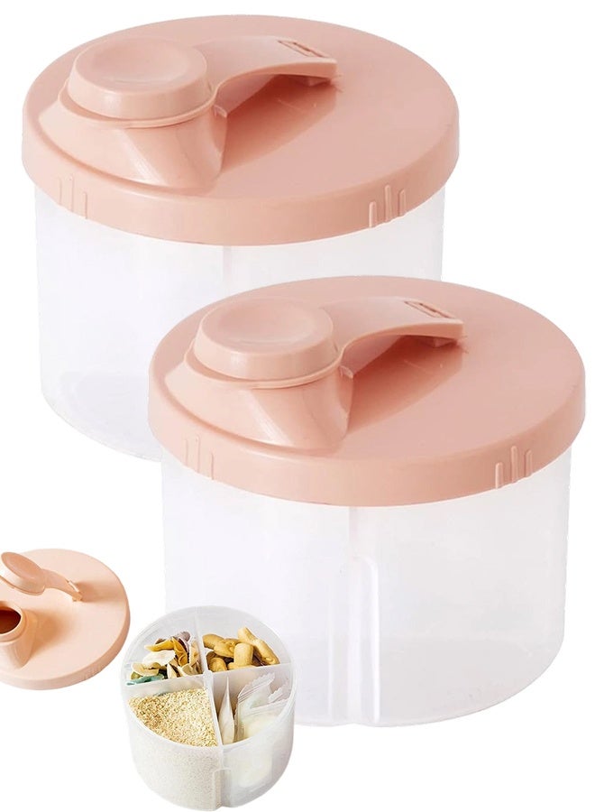 2PCS Baby Formula Dispenser - Portable Milk Powder Box, 200ML Large-capacity Milk Powder Storage Box Powder Dispenser Food Storage4compartment Container (Pink) - Image 1