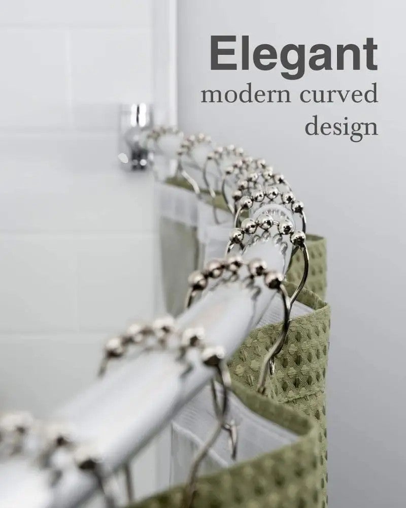 Y&D Polished Chrome Shower Curtain Rings 12PCS Set - Traditional Silver Metal Hooks for Bathroom Shower Curtain Rods & Tracks - Rustproof, Easy Glide - PVC Boxed - Image 5