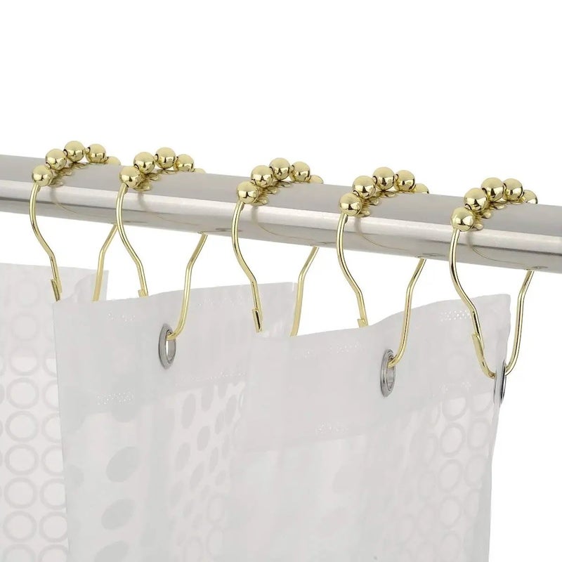 Y&D Polished Chrome Shower Curtain Rings 12PCS Set - Traditional Silver Metal Hooks for Bathroom Shower Curtain Rods & Tracks - Rustproof, Easy Glide - PVC Boxed - Image 4