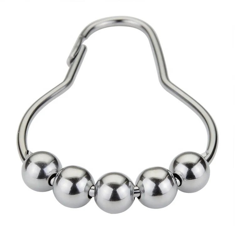 Y&D Polished Chrome Shower Curtain Rings 12PCS Set - Traditional Silver Metal Hooks for Bathroom Shower Curtain Rods & Tracks - Rustproof, Easy Glide - PVC Boxed - Image 1