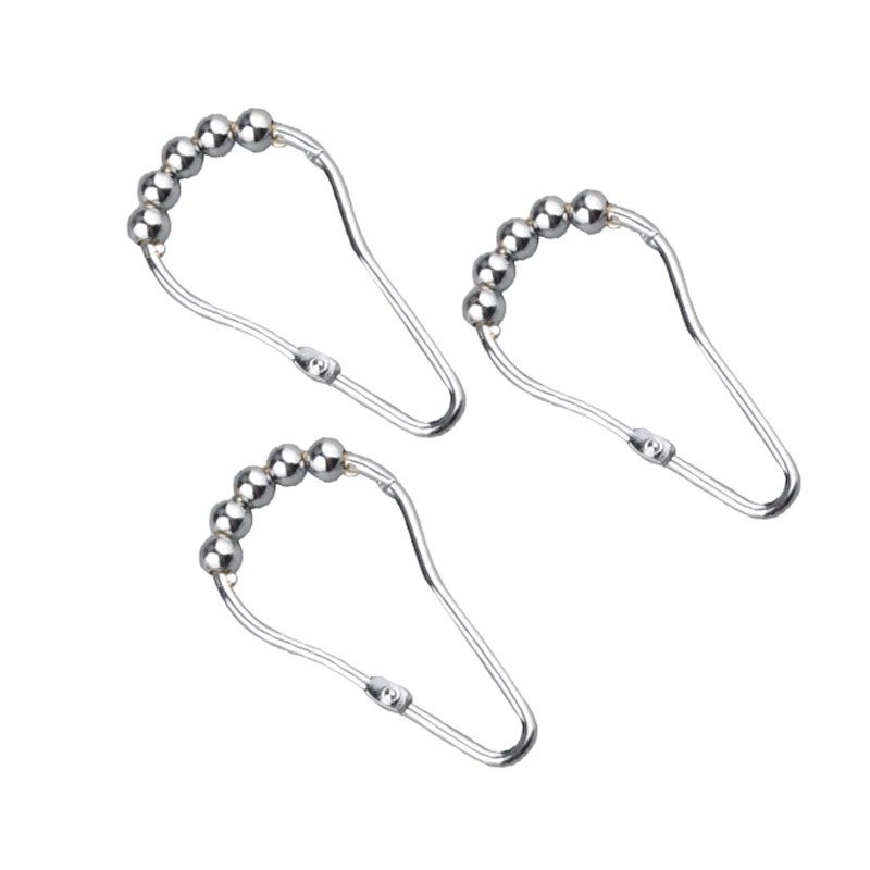 Y&D Polished Chrome Shower Curtain Rings 12PCS Set - Traditional Silver Metal Hooks for Bathroom Shower Curtain Rods & Tracks - Rustproof, Easy Glide - PVC Boxed - Image 2