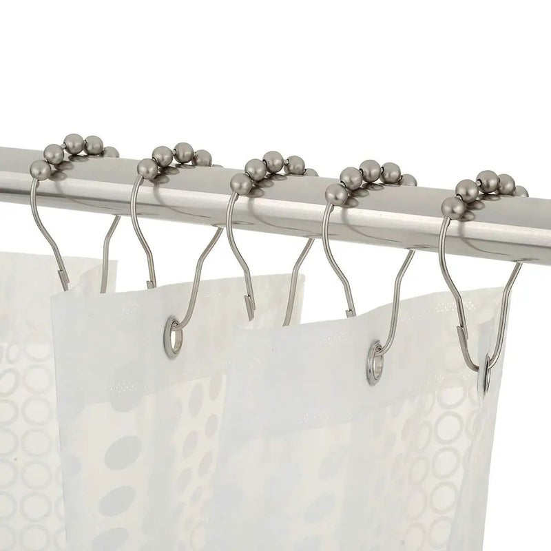 Y&D Polished Chrome Shower Curtain Rings 12PCS Set - Traditional Silver Metal Hooks for Bathroom Shower Curtain Rods & Tracks - Rustproof, Easy Glide - PVC Boxed - Image 3