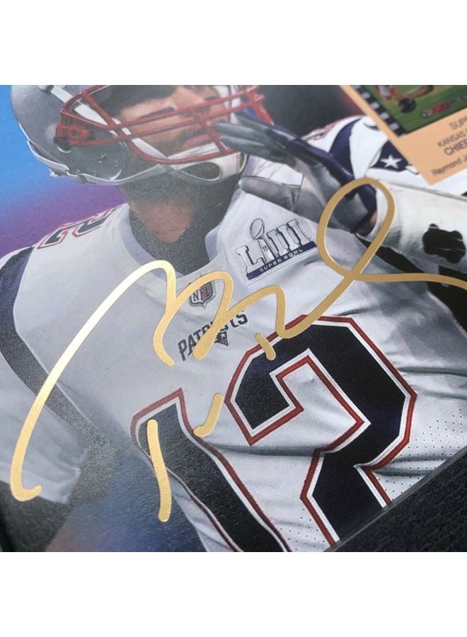 ORIMAMI Sport Fans Gifts - Signed Tom Brady Wooden Framed Photo Art Decor with 1x35mm Memorabilia Film Display,Cool Collectible Gifts for Football Fans - 8x6 Inches - Image 3