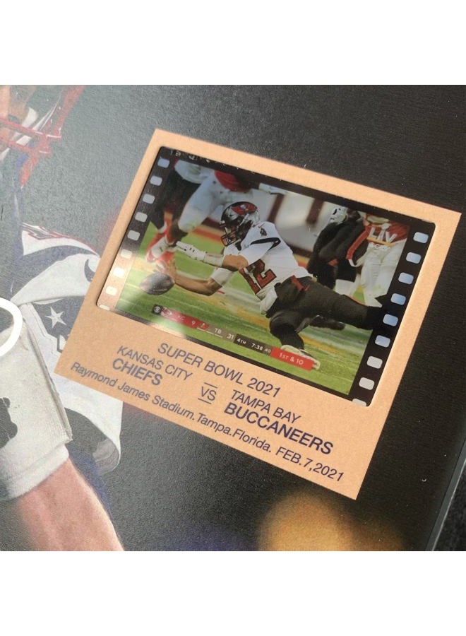 ORIMAMI Sport Fans Gifts - Signed Tom Brady Wooden Framed Photo Art Decor with 1x35mm Memorabilia Film Display,Cool Collectible Gifts for Football Fans - 8x6 Inches - Image 4
