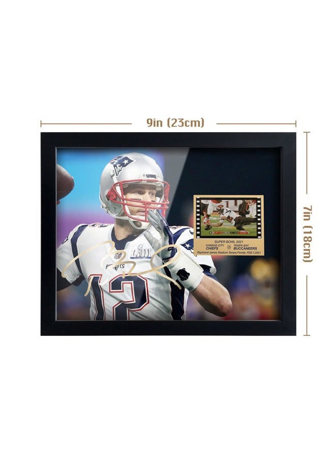 ORIMAMI Sport Fans Gifts - Signed Tom Brady Wooden Framed Photo Art Decor with 1x35mm Memorabilia Film Display,Cool Collectible Gifts for Football Fans - 8x6 Inches - Image 5