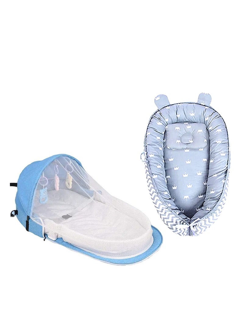 Star Babies Pack of 2 (Baby Sleeping Pod with Baby Mosquito with Bed) - Grey/Blue - Image 1