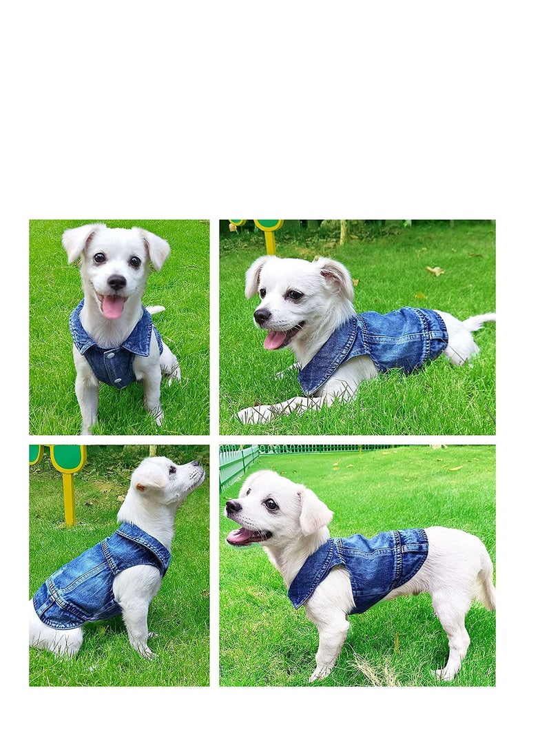 SYOSI Dog Jean Jacket, Pet Clothes Blue Denim Shirt Classic Lapel Vest Coat Costume Puppy T-Shirt, Comfort Tank Top Shirts Cool Apparel Small Medium Dogs Boy Girl, Cute Cat Outfits Washable  - Image 2