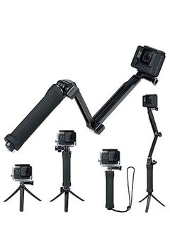 KASTWAVE 3 Way Tripod for Go Pro Hero 10/9/8/7/6/5/4/3/2/1 Series and other Action Cameras, Detachable Extendable Selfie Stick Pole with Hand Grip Stand  - Image 1