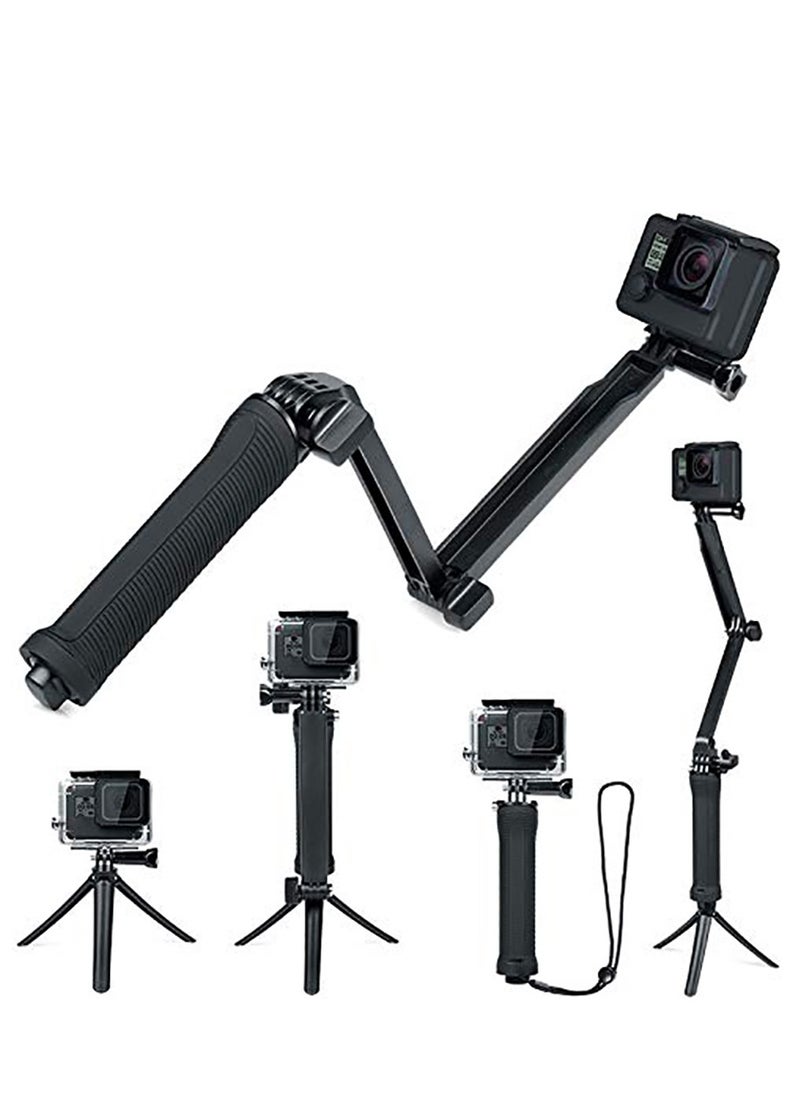 KASTWAVE - 3 Way Tripod for Go Pro Hero 10/9/8/7/6/5/4/3/2/1 Series and other Action Cameras, Detachable Extendable Selfie Stick Pole with Hand Grip Stand - Image 1