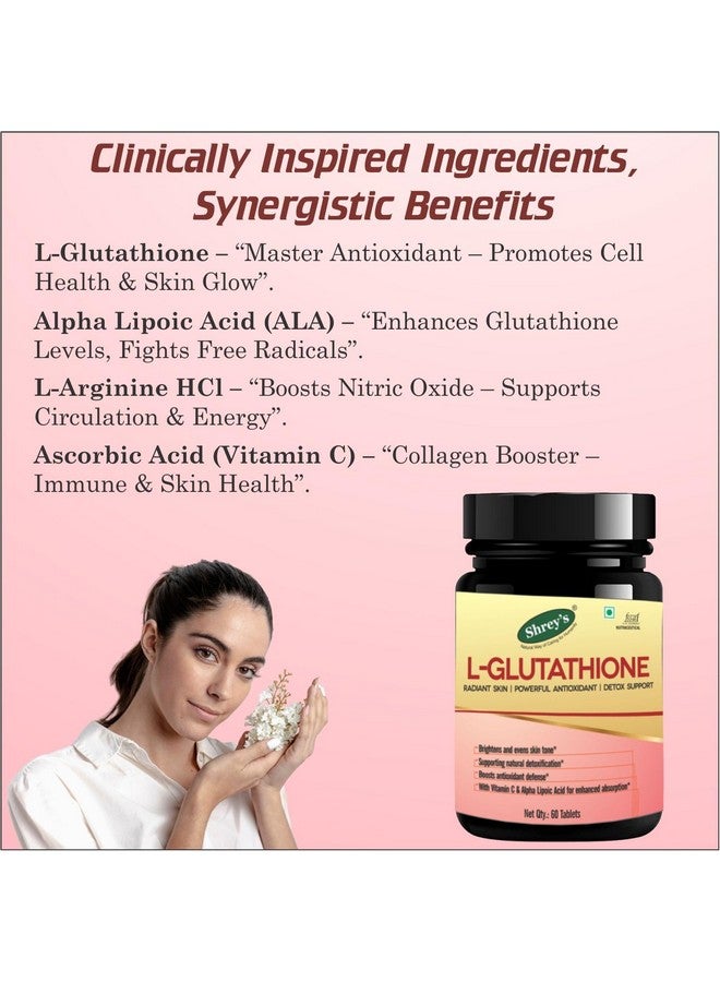 Shrey's Shrey’s L-Glutathione + DHT Blocker with Biotin | Skin Brightening, Detox & Hair Fall Control | With Zinc, ALA, Nettle & Vitamin C | 60 Tablets Each - 2 Product Combo - Image 4