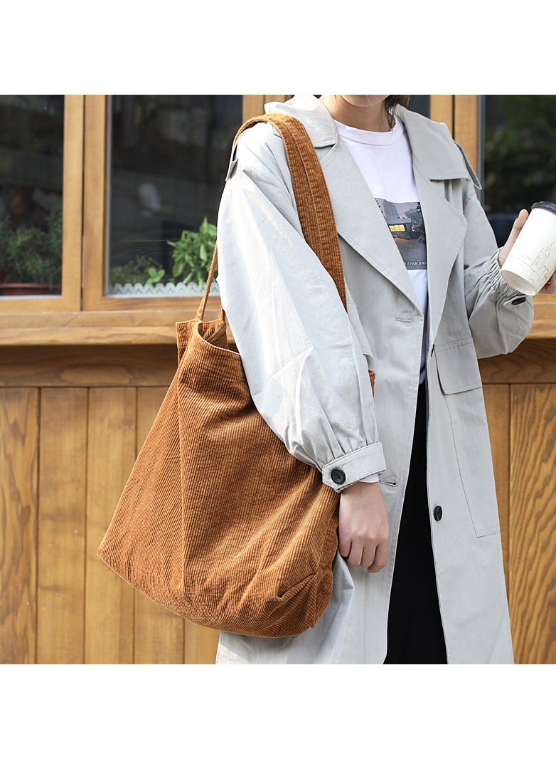 Large Capacity Corduroy Tote Shopping Bag For Woman - Image 2