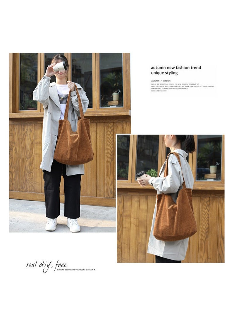 Large Capacity Corduroy Tote Shopping Bag For Woman - Image 4