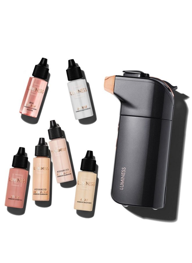 LUMINESS - Luminess BREEZE DUO Airbrush Makeup System, Fair Coverage - 9-Piece Kit includes 2x Silk Airbrush Foundation, Soft Rose Blush, Glow Highlighter, Moisturizer Primer, and Airbrush Cleaning Solution - Image 1