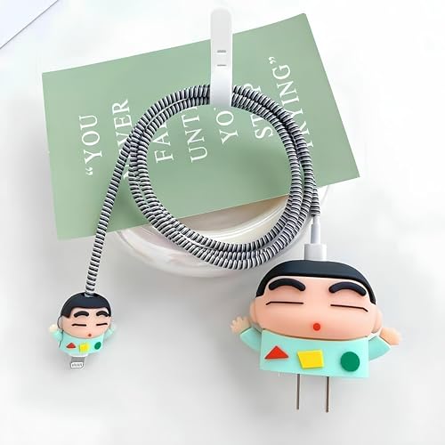 Skysia Charger Protector & Cable Saver for iPhone 18W 20W – 3D Shinchan Design, 4-in-1 Full Protection Cover with Wire Guard & Data Line Protector (Multicolored) - Image 3