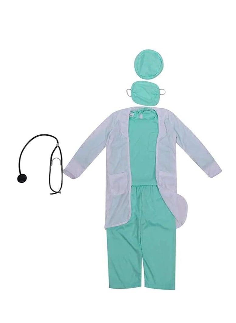 UKR UKR Kids Doctor Dress Up Kit – Lab Coat, Stethoscope & Surgical Mask for Ages 3-4 (110-125 cm), Fun Role Play Costume for Little Doctors  - Image 4