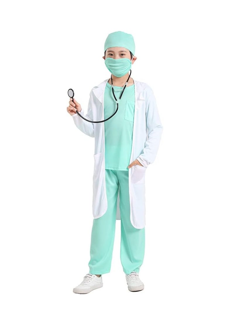 UKR UKR Kids Doctor Dress Up Kit – Lab Coat, Stethoscope & Surgical Mask for Ages 3-4 (110-125 cm), Fun Role Play Costume for Little Doctors  - Image 1