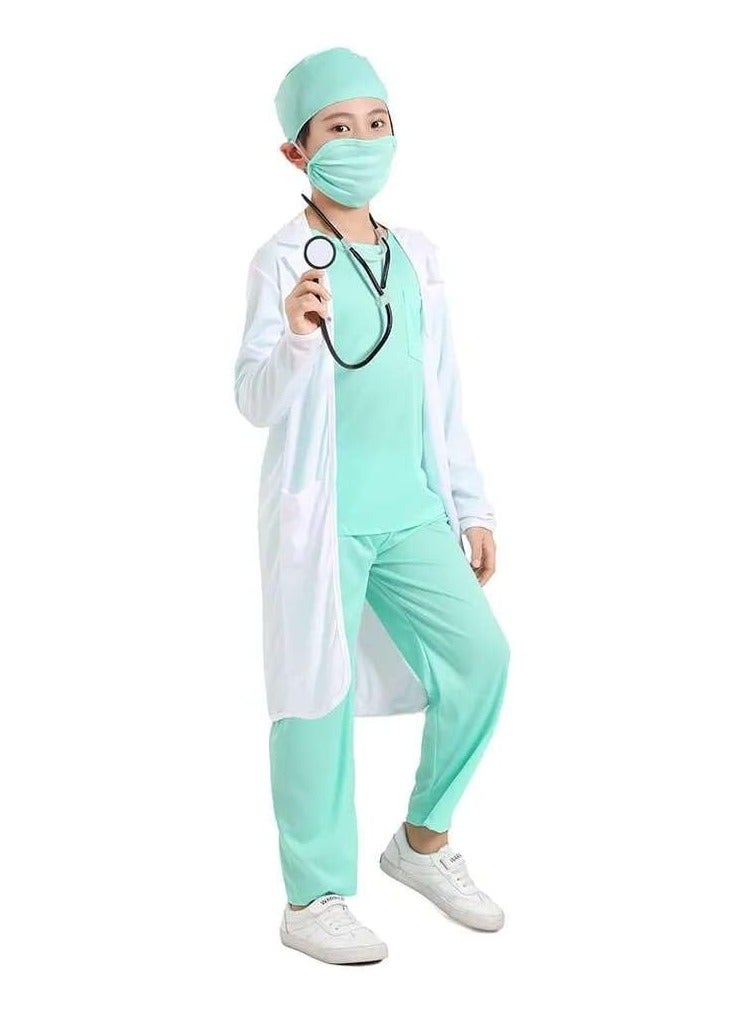 UKR UKR Kids Doctor Dress Up Kit – Lab Coat, Stethoscope & Surgical Mask for Ages 3-4 (110-125 cm), Fun Role Play Costume for Little Doctors  - Image 2