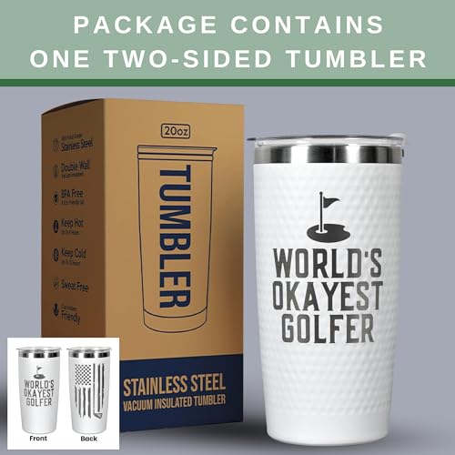 HUNIGIFT Golf Gifts for Men, Grandpa, Uncle, Golfer, Boss, Dad, Husband, Him, Boyfriend - Fathers Day Golf Gifts - Birthday, Christmas, Fathers Day Gift for Golfers Men - 20 Oz Worlds Golfer Tumbler - Image 2