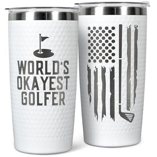 HUNIGIFT Golf Gifts for Men, Grandpa, Uncle, Golfer, Boss, Dad, Husband, Him, Boyfriend - Fathers Day Golf Gifts - Birthday, Christmas, Fathers Day Gift for Golfers Men - 20 Oz Worlds Golfer Tumbler - Image 1