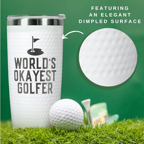 HUNIGIFT Golf Gifts for Men, Grandpa, Uncle, Golfer, Boss, Dad, Husband, Him, Boyfriend - Fathers Day Golf Gifts - Birthday, Christmas, Fathers Day Gift for Golfers Men - 20 Oz Worlds Golfer Tumbler - Image 4