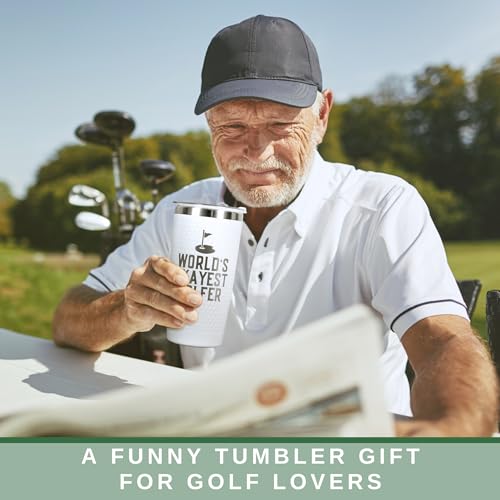 HUNIGIFT Golf Gifts for Men, Grandpa, Uncle, Golfer, Boss, Dad, Husband, Him, Boyfriend - Fathers Day Golf Gifts - Birthday, Christmas, Fathers Day Gift for Golfers Men - 20 Oz Worlds Golfer Tumbler - Image 3