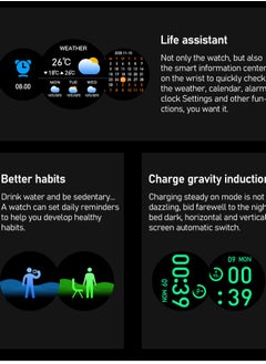 glassology Charome T11 Smart Watch with Fitness Tracker Heart Rate Monitor Long Battery Life Water Resistant Compatible with iOS and Android in Elegant Black.  - Image 2
