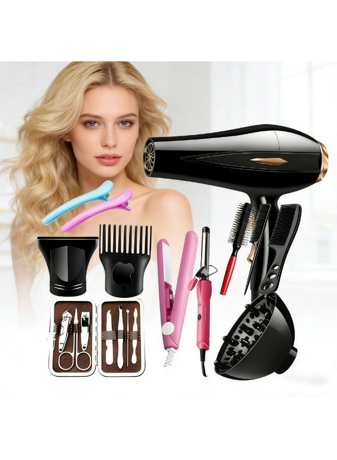 20-in-1 Ionic Hair Dryer, Salon Professional Blow Dryer  Fast Drying with 2 Speed, 3 Heat Setting, with Diffuser, Nozzle, Concentrator Comb for Curly and Straight Hair，comb - Image 3