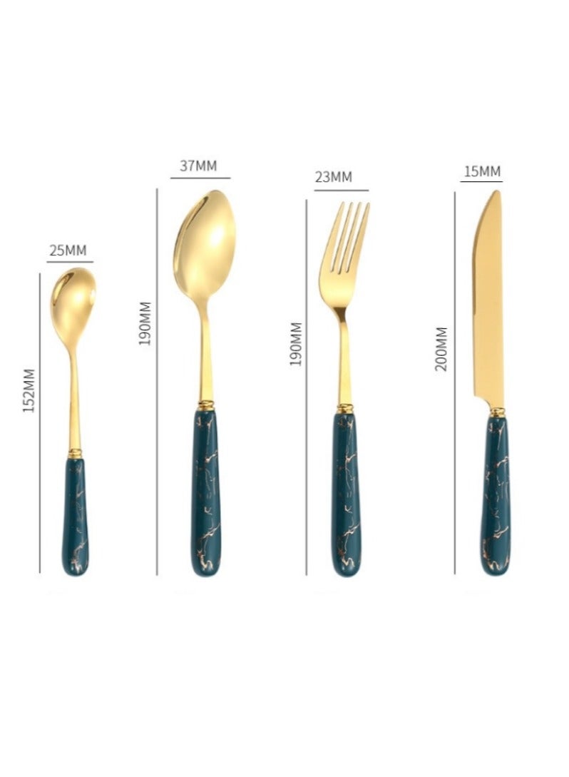 KUYING Stainless Steel Tableware Set Of 24 Pieces Western Knife Fork Spoon Set  - Image 3