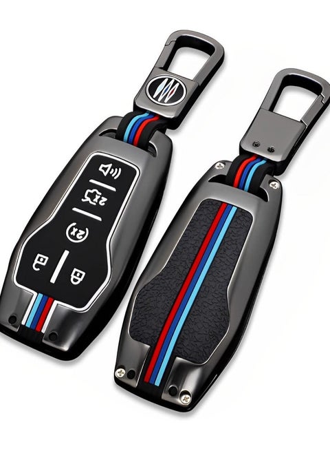for Ford Key Fob Cover Case, Premium Soft Full Protection Key Case Shellm, Metal Shell Car Smart Key Holder Keychain Compatible for Mustang Explorer Fusion F150 Edge Lincoln MKZ MKC (FDE-Gray)