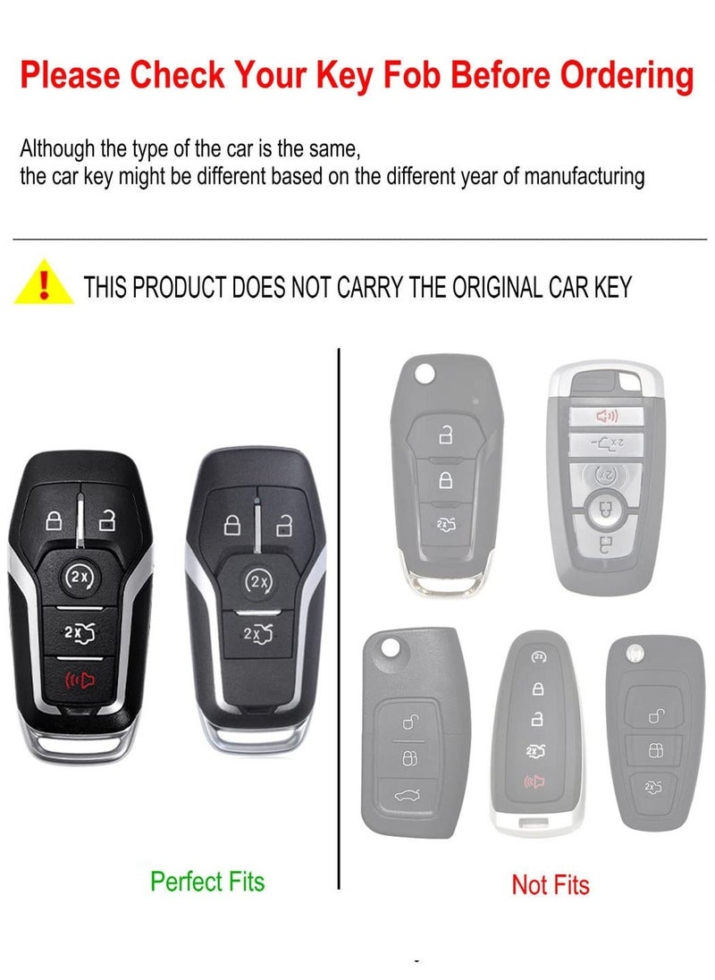 Generic - for Ford Key Fob Cover Case, Premium Soft Full Protection Key Case Shellm, Metal Shell Car Smart Key Holder Keychain Compatible for Mustang Explorer Fusion F150 Edge Lincoln MKZ MKC (FDE-Gray) - Image 1