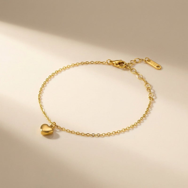 PALMONAS 18k Gold Tone Plated Cute Heart Bracelet
 for Women - Image 2