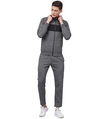 CHKOKKO Mens High Neck Winter Tracksuit Full Zip Jacket with Elastic Waist Lower Warm and Soft Activewear Set for Gym Running and Casual Use Anthra 5XL - Image 5