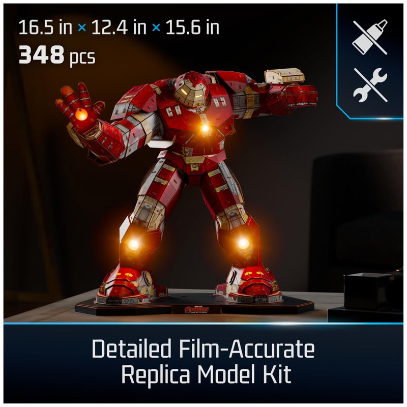 4D Build, Marvel Hulkbuster 3D Model Kit with LED Lights, Innovation Series, Marvel Collectibles & Desk DÃ©cor, Adult Puzzle, Building Toys, 3D Puzzles for Adults & Teens, 348 Pieces, for Ages 12 & Up - Image 2