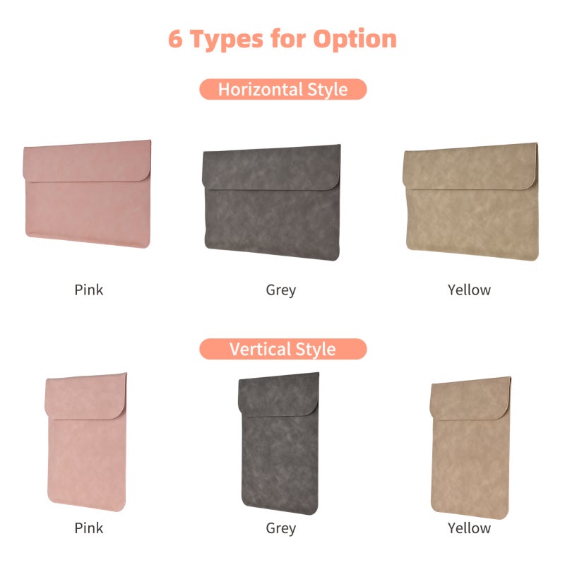 Laptop Sleeve 15.6 Inch Frosted PU Material: Soft Odorless - 4 Invisible Magnets Laptop Case for Office Home Travel - Image 5