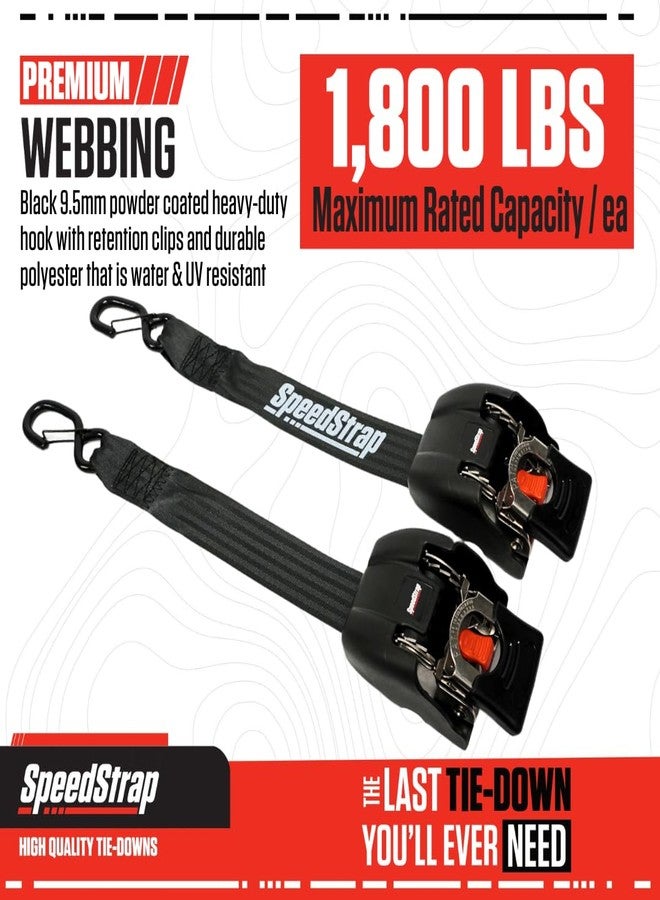 SpeedStrap 2" x 43" Retractable Marine Transom Tie-Down Straps with Snap S-Hooks - Heavy Duty Tie-Downs for Secure Transport - Universal Fit for Marine Vessels (2 Pack) (Stainless Steel - 1,800 lbs) - Image 2