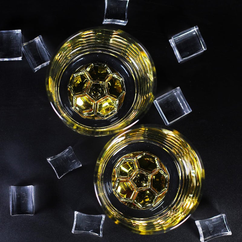 Melbify Football Whiskey Glass Set of 2 300 ml Golden Plated Whiskey Glass Premium Unique Big Broad Royal High end Expensive Whiskey Glass Gift Set for Soccer Lovers - Image 4