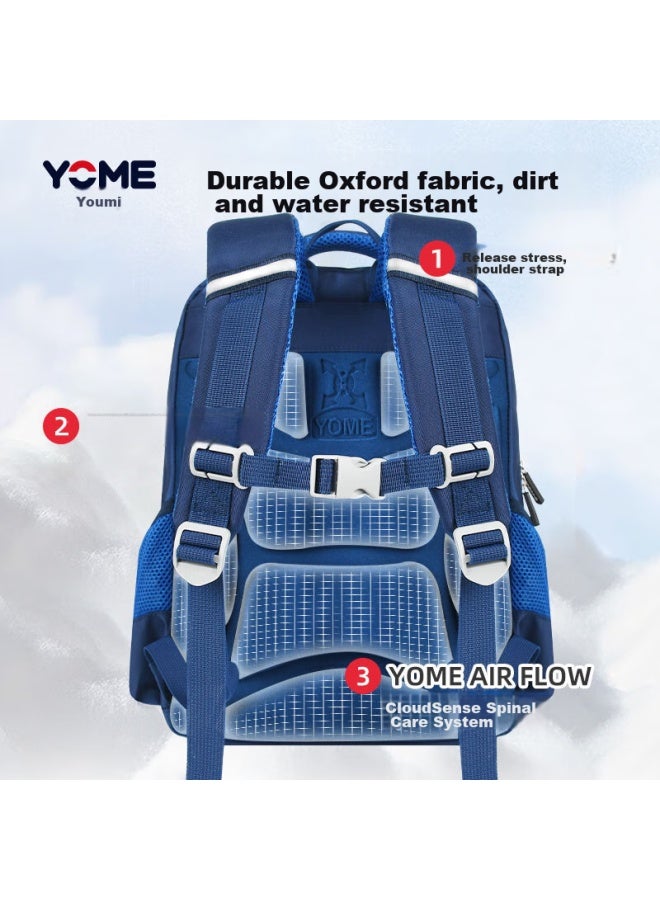 Yome Elementary School Backpack For Grades 1-4, Children's Boys' Backpack, Lightweight, Comic Cartoon Design, Double Shoulder Bag, Navy Blue - Image 4