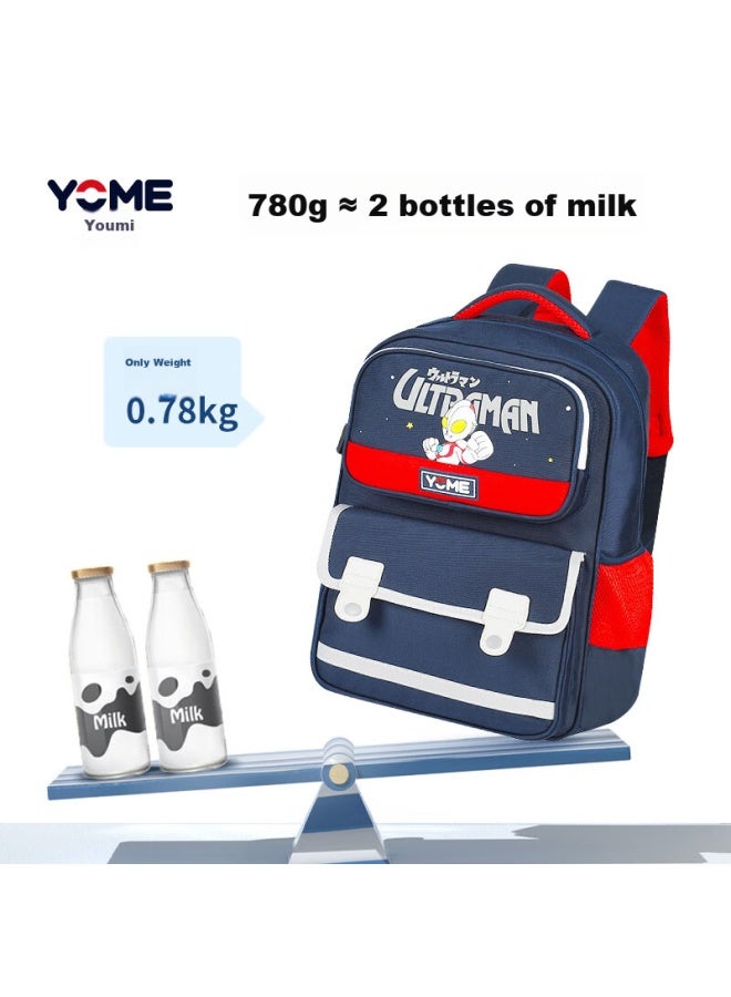 Yome Elementary School Backpack For Grades 1-4, Children's Boys' Backpack, Lightweight, Comic Cartoon Design, Double Shoulder Bag, Navy Blue - Image 2