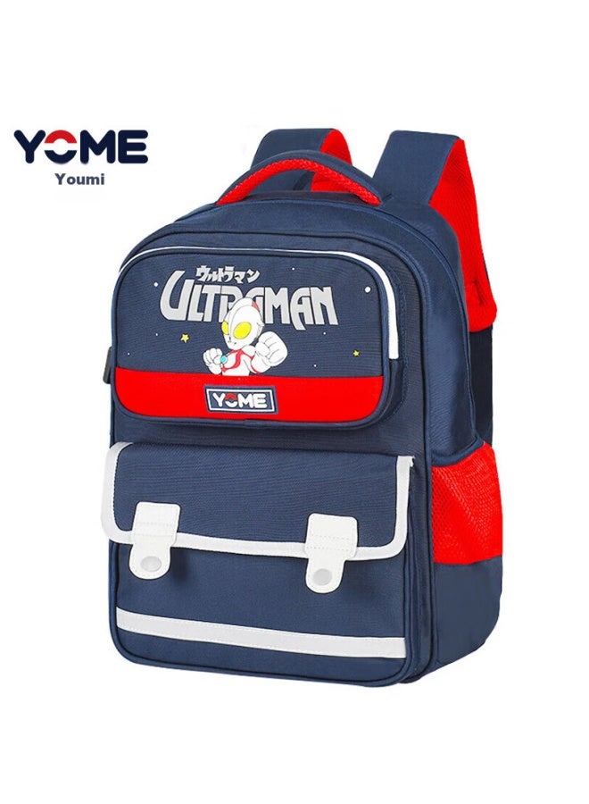 Yome Elementary School Backpack For Grades 1-4, Children's Boys' Backpack, Lightweight, Comic Cartoon Design, Double Shoulder Bag, Navy Blue - Image 1