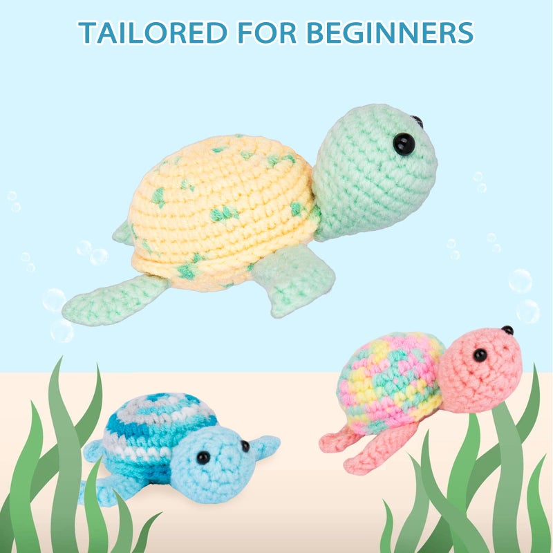 Crochetta Crochet Kit for Beginners, Beginner Crochet Kit for Adults with Step-by-Step Video Tutorials, DIY Crochet Animal Kits Knitting Supplies, 3 Pack Turtle (40%+ Yarn) - Image 3
