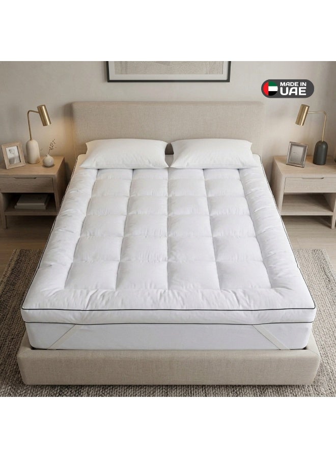 Easeliving Mattress Topper 90x190 - 8cm Thick 600 GSM Super Soft Fluffy Single Bed Topper with Luxury Soft Fabric and Elastic Bands for Secure Fit - Image 1