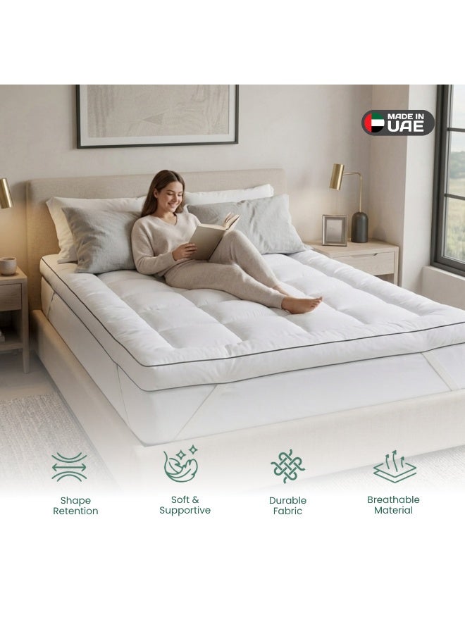 Easeliving Mattress Topper 90x190 - 8cm Thick 600 GSM Super Soft Fluffy Single Bed Topper with Luxury Soft Fabric and Elastic Bands for Secure Fit - Image 3