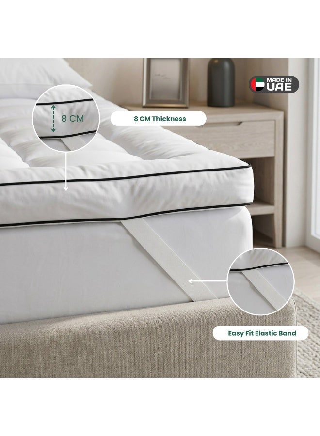 Easeliving Mattress Topper 90x190 - 8cm Thick 600 GSM Super Soft Fluffy Single Bed Topper with Luxury Soft Fabric and Elastic Bands for Secure Fit - Image 4